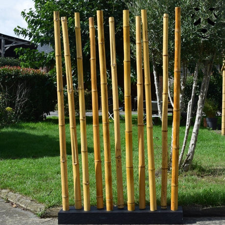 Paravent en bambou et bois pour intérieur ou extérieur noir