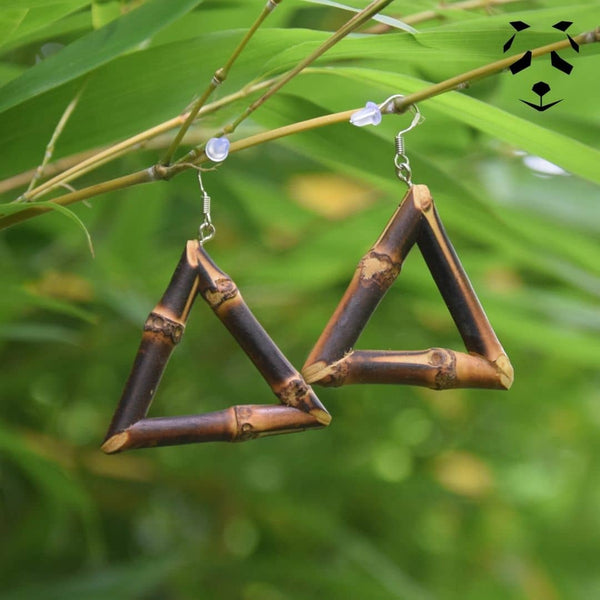 Boucles d'oreille triangles en bambou | Bijou en Bambou | Pandam